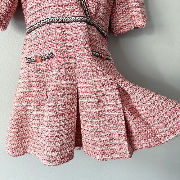 Maje Tweed Mini Dress V Neck with Ethnic Trim‎ women’s size 2 recycled polyester - Picture 7 of 16